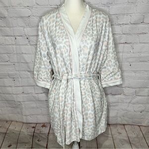 Kate Spade pink, grey and white leopard print robe
